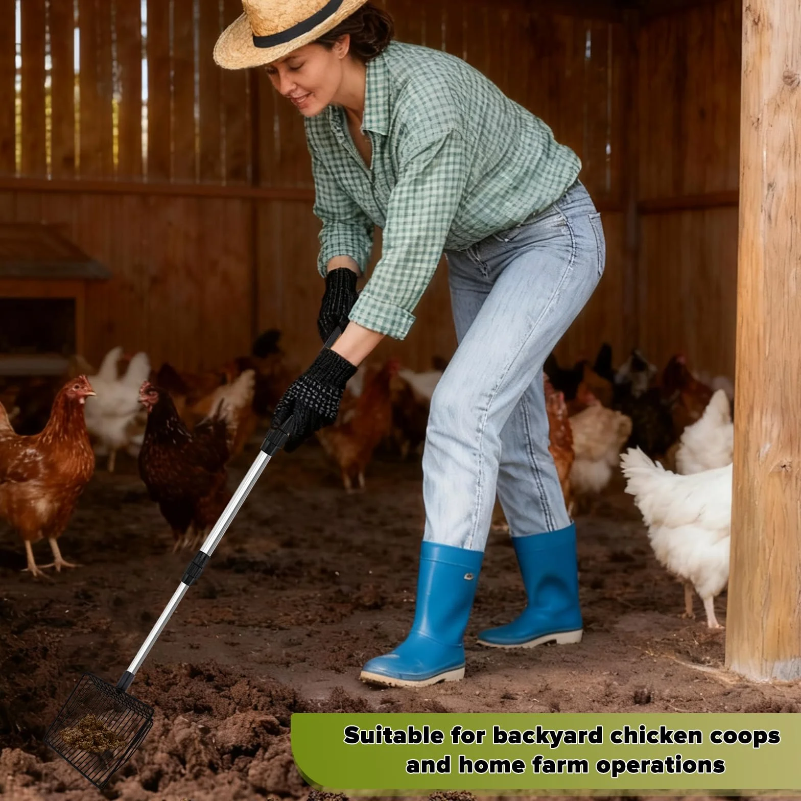 BINYI Cuchara de Arena para Gatos de Acero Inoxidable Pala para Excrementos de Gallina Pala de Arena Pala de Malla Litter Scoops Accesorios para Gallinero y Arena de Gato Negro