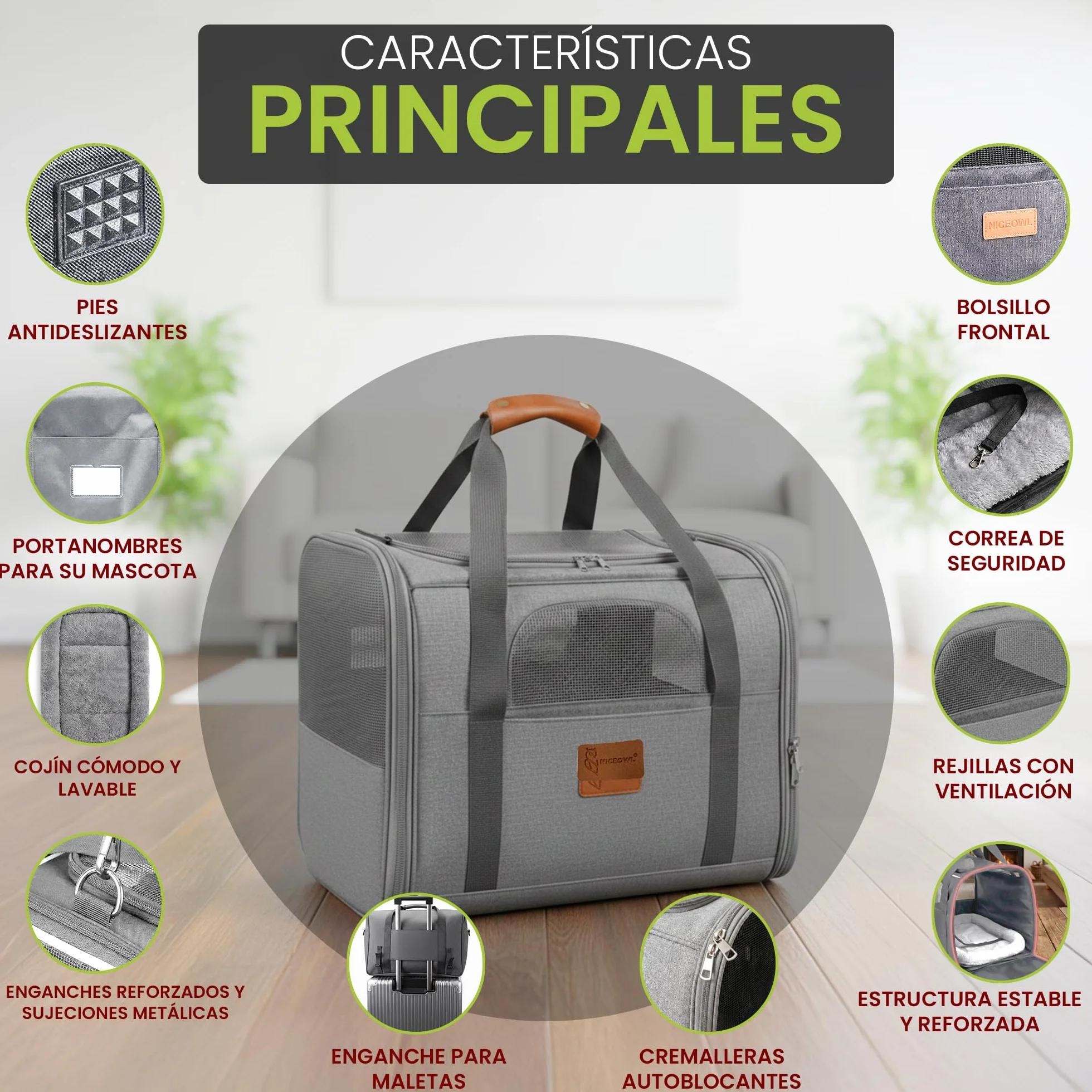 Transportin Perro Gato Plegable y Reforzado con Cama, Bebedero y Juguete de Regalo | Transporte de Gato Viaje Cómodo y Seguro | Bolsa de Transporte Portátil con Ventilación 360º