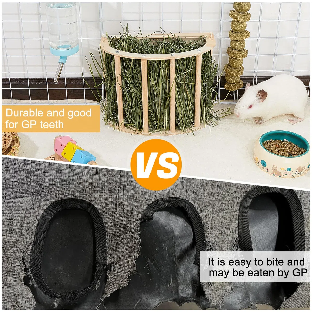 Porta Heno Colgante En Madera,Alimentador De Heno para Conejo Conejillo De Indias Chinchilla Y Pequeños Animales