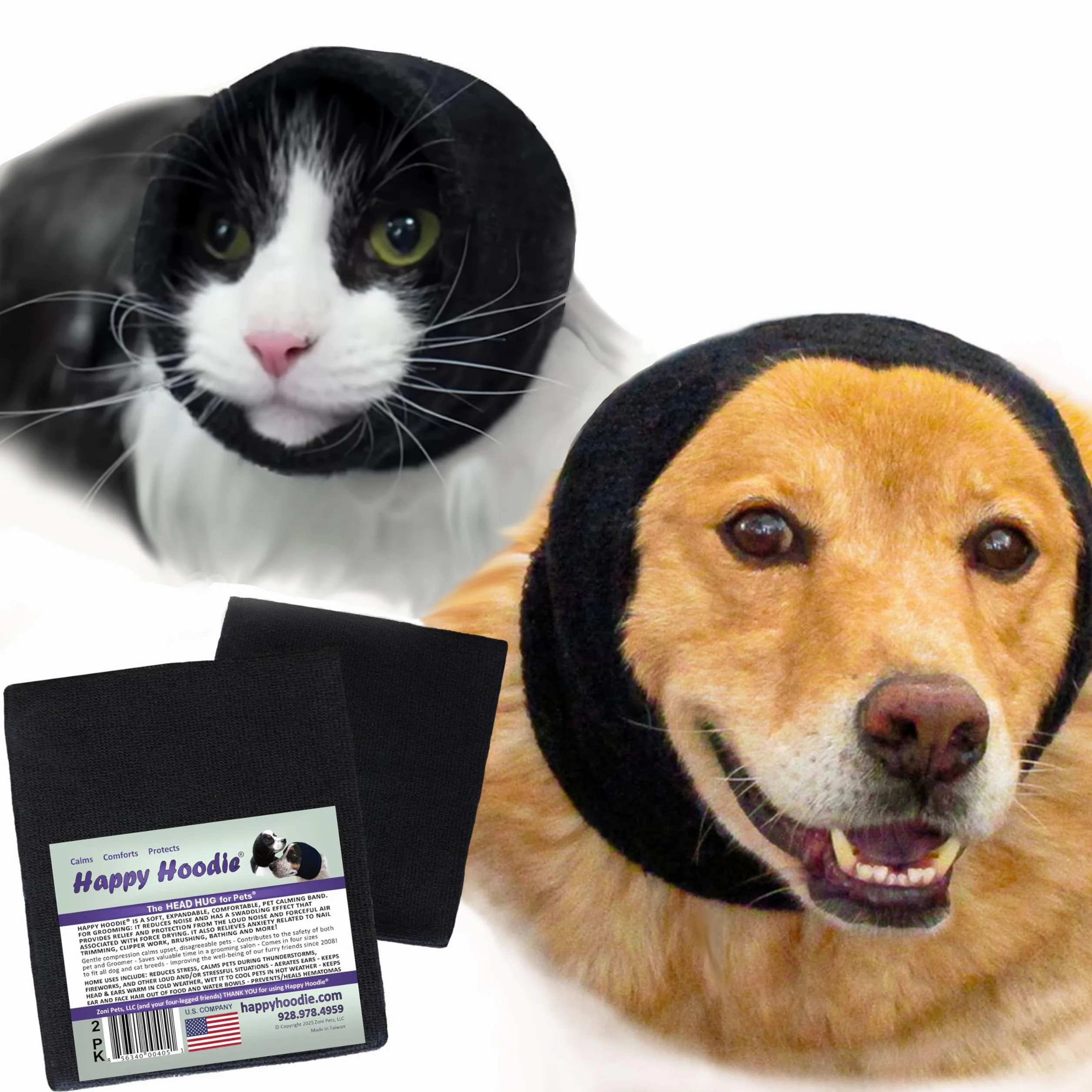 ZONI PETS Happy Hoodie Set, Negro, Paquete de 2