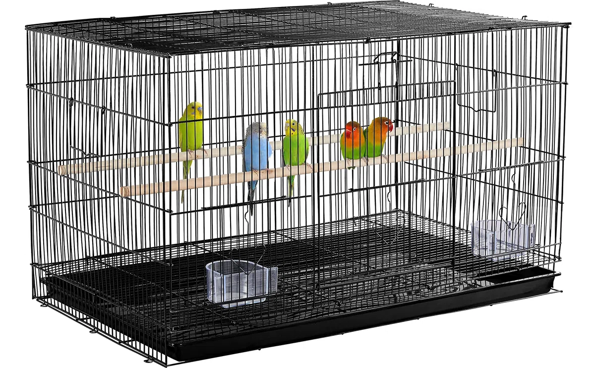 Yaheetech Jaula para Pájaros Jaula Metal para Loro con Comedero y Bandeja 76x45,5x45,5cm