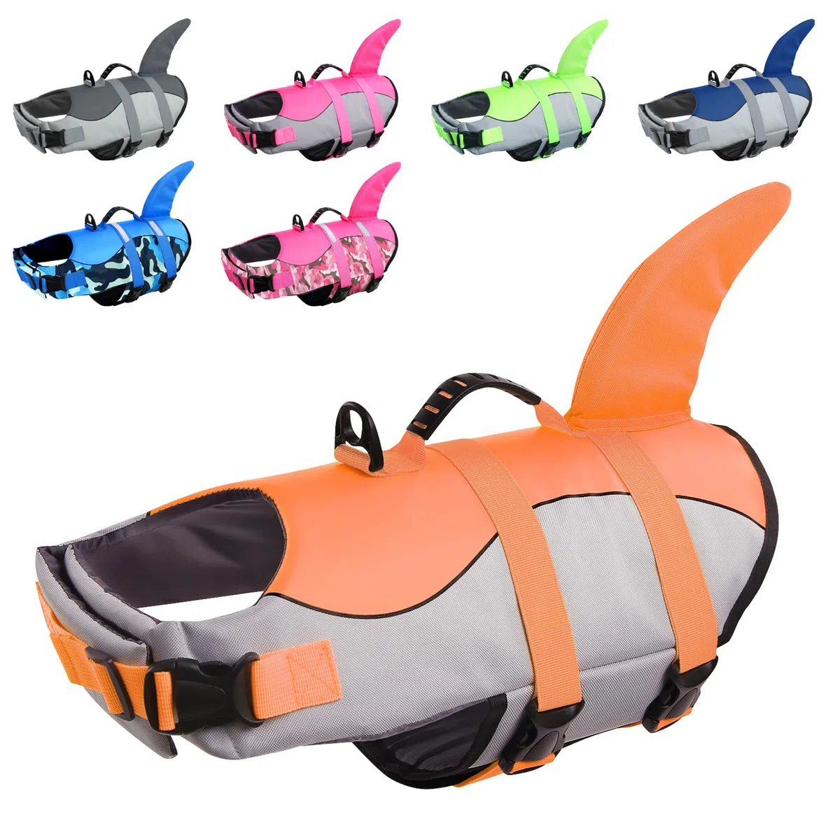 CITÉTOILE Perro Chaleco Salvavidas Chaqueta Mascotas Salvavidas Reflexivo para Piscina, Playa, Canotaje, para Perros pequeños, medianos, Grandes Que entrenan con manija de Rescate Naranja S