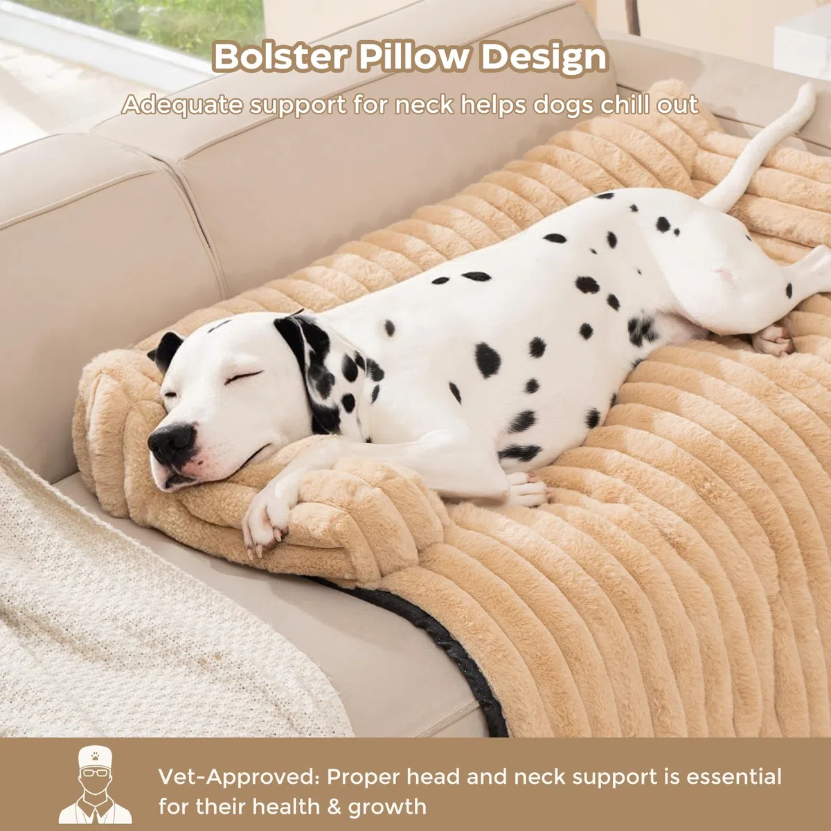 Avont Cama para Perros Grandes, Cojín para Perros Lavable y Antideslizante, Protector para Sofá con Funda Extraíble, Alfombrilla Acolchada para Mascotas Medianas y Grandes, 90x84 cm- M, Marrón