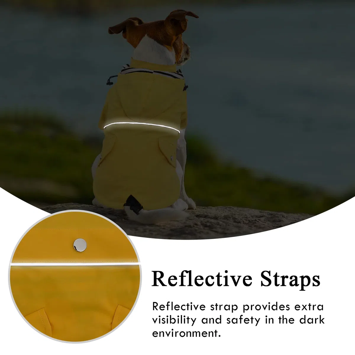 Pethiy- Elegante Chubasquero para Perro,Impermeable Abrigo con Botones Reflectantes y Bolsillos, Resistente a la Lluvia/al Agua,con Capucha extraíble, para pequeños y medianos Perros-Amarillo-M