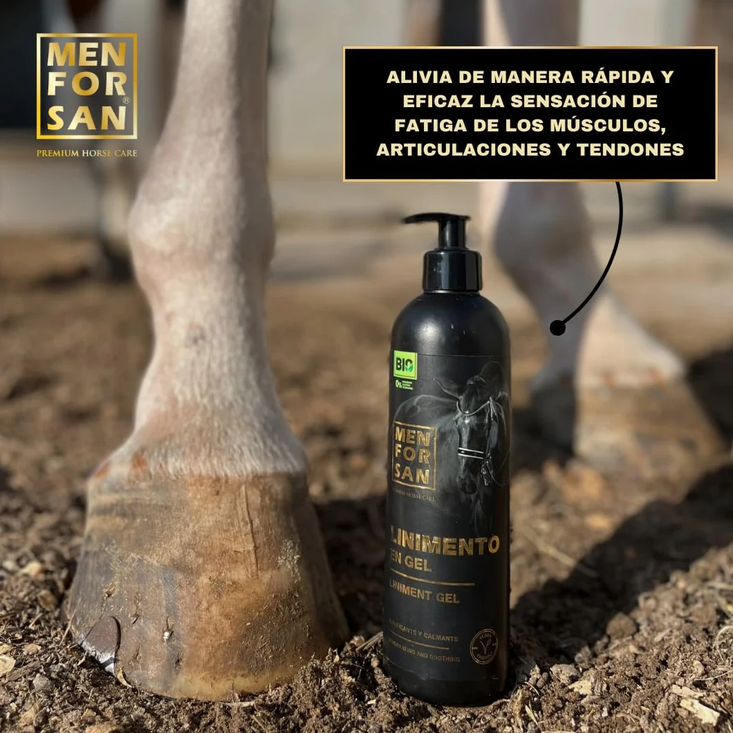 MENFORSAN Linimento en Gel para Caballos, 500ml | Alivia y estimula los músculos | Vegan Friendly, 100% Natural | Premium Horse Care