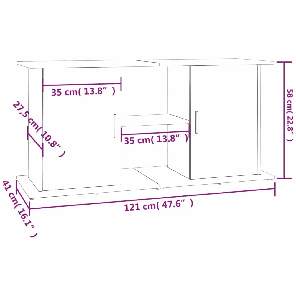 vidaXL Soporte para Acuario de Roble Sonoma 121x41x58 cm de Madera de ingeniería