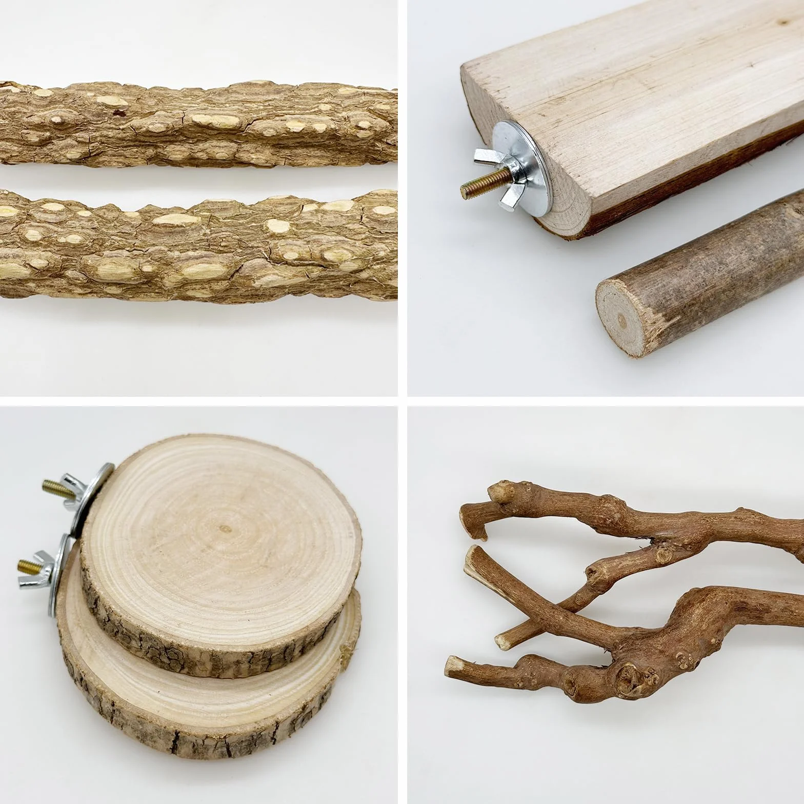 9 Pz Perchas para Pájaros, Perchas Naturales de Madera para Pájaros, para Cacatúas, Periquitos y Pinzones