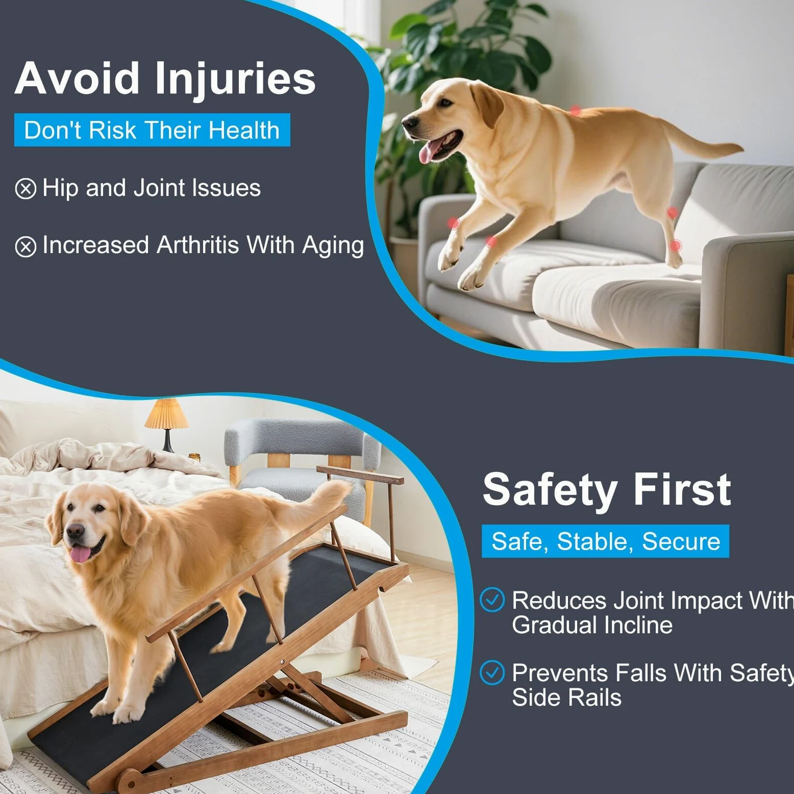 Rampa para perros para cama y sofá, rampa ajustable en 5 escalones para perros pequeños y grandes (marrón, 115)