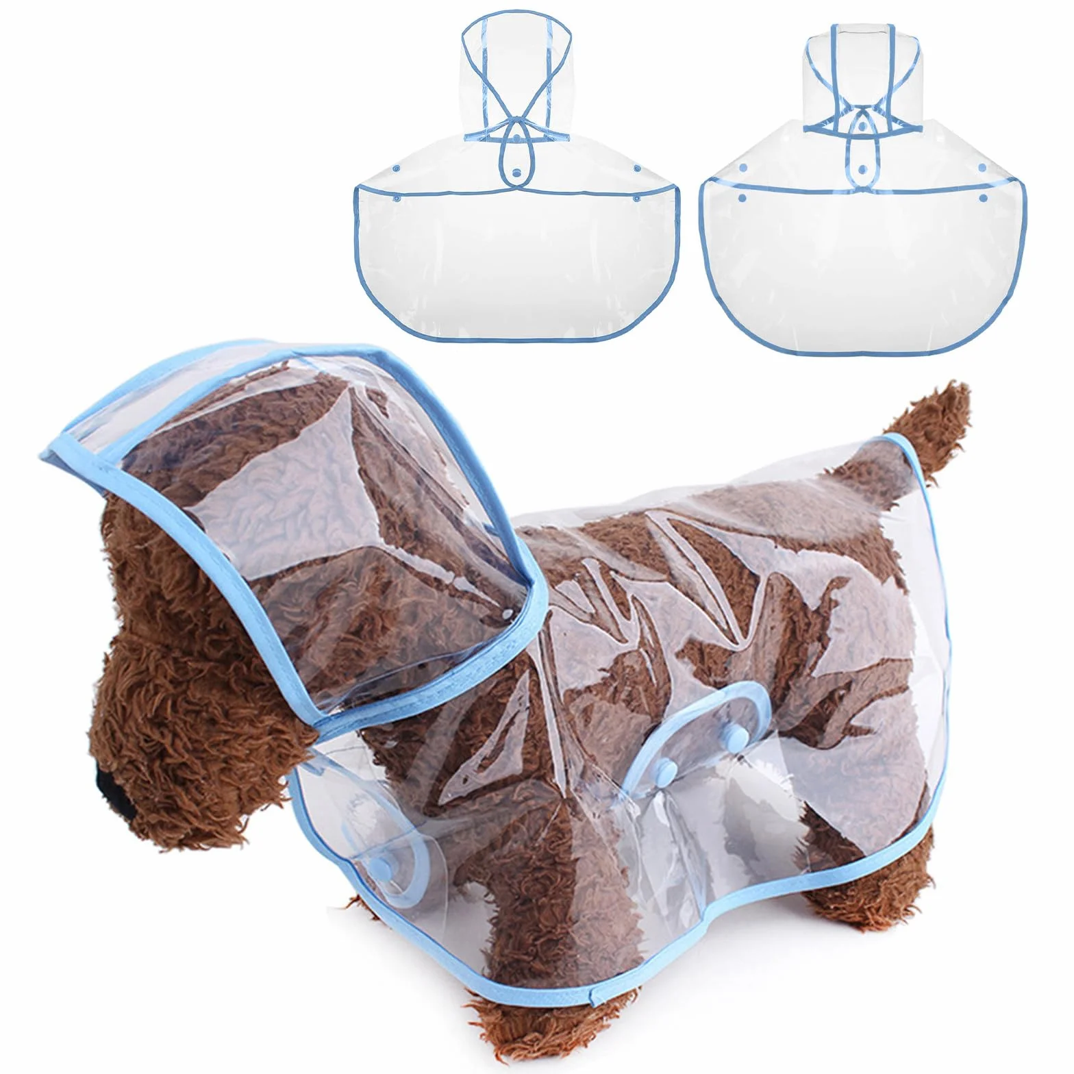 PETCUTE Impermeable para Perros, 100% Impermeable Chaqueta para Perros, Poncho Impermeable para Perros con Capucha, Resistente a la Lluvia y al Viento, Chubasquero para Perros Pequeños