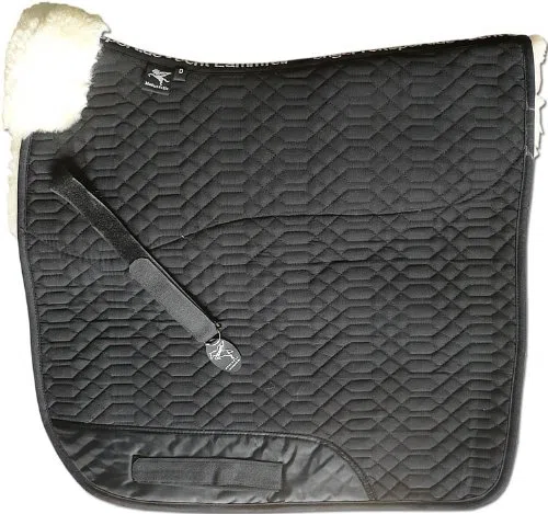 ENGEL GERMANY Sudadero comleto Mantilla para caballo piel de cordero - tela de algodón negro piel celeste azul claro (Schabra 1) colorido: ¡se puede combinar con 12 colores de piel de cordero! Doma (D)