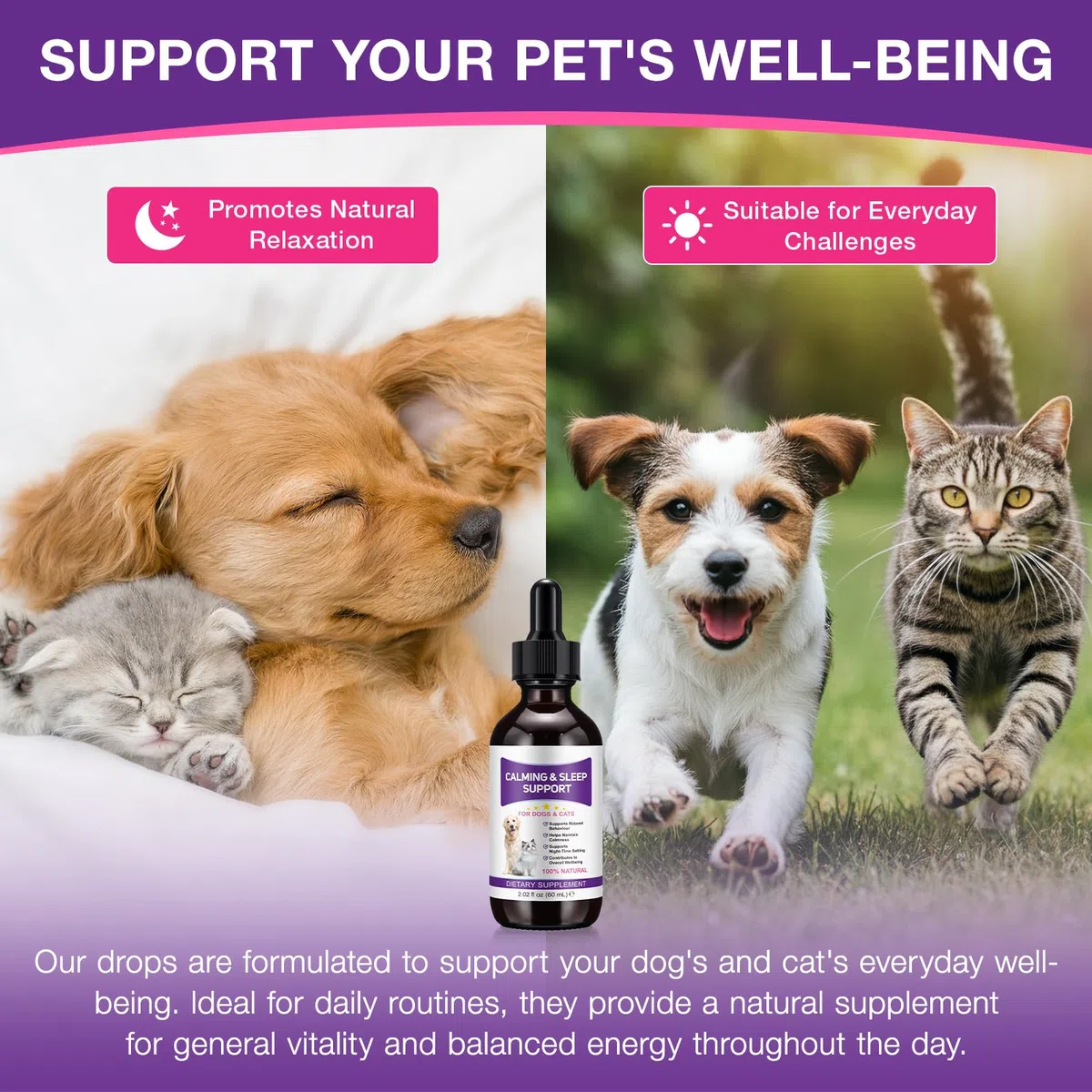Melatonina para Perros y Gatos 120 ml, Calmante Natural para Mascotas, Ayuda para Dormir y Relajarse, Reduce Estrés, Nerviosismo y Ansiedad,Suplemento Líquido de Absorción Rápida para Bienestar Animal