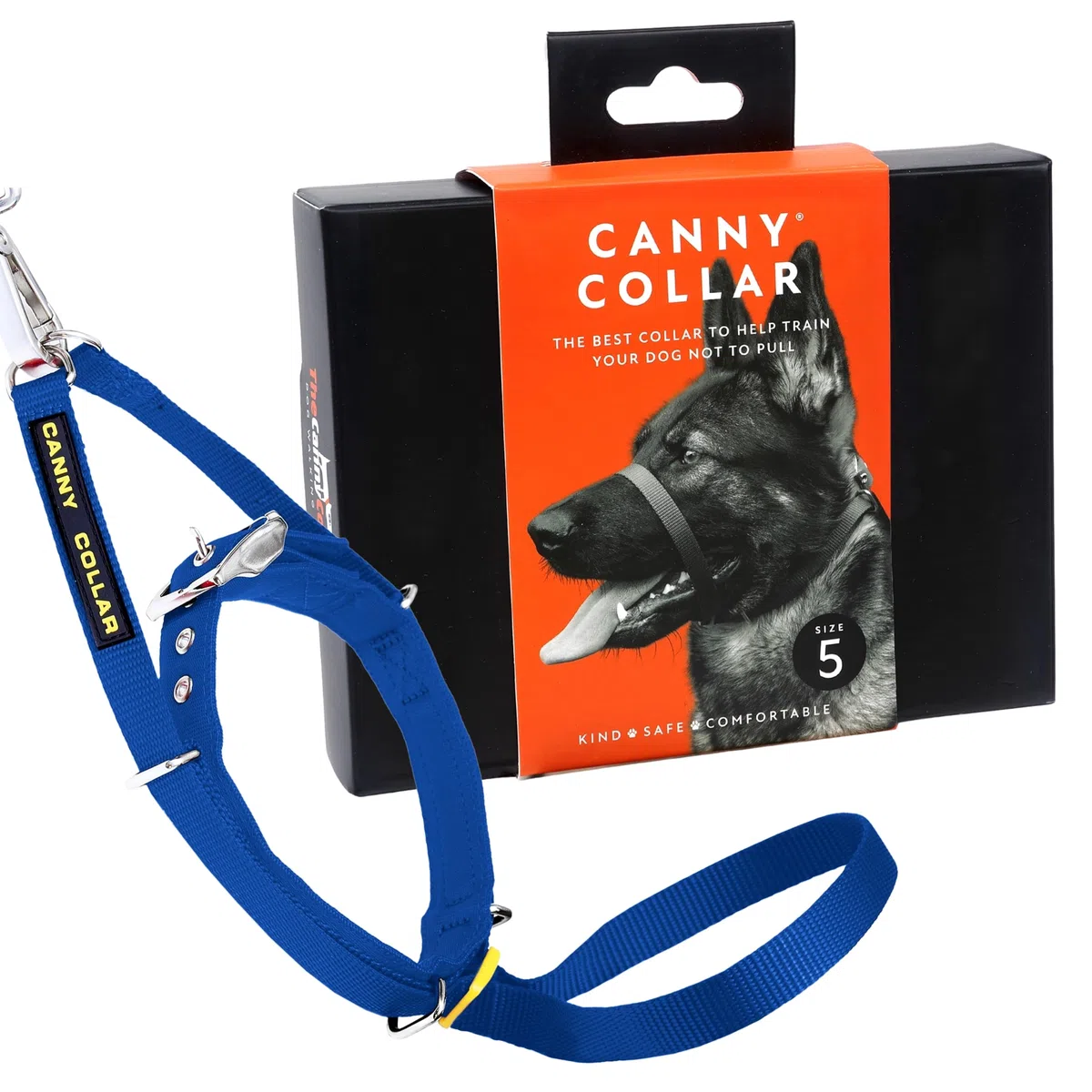 Canny Collar – Collar Antitirones de Cabeza para Perros Que Tiran | Arnés de Entrenamiento Suave y Seguro | Paseos Tranquilos sin Tirones – Azul, Talla 5