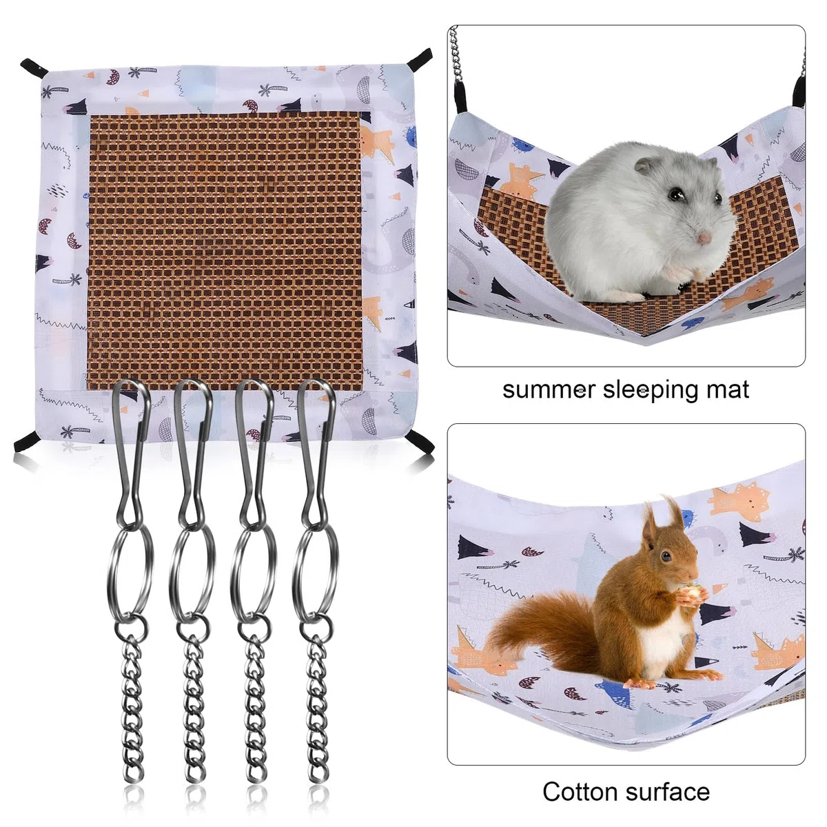 POPETPOP Hamaca Colgante para Hámster Y Mascotas Pequeñas Cama Y Transpirable con Diseño De Dibujos Animados Fácil De Colgar Y Lavable para Chinchillas Y Ardillas