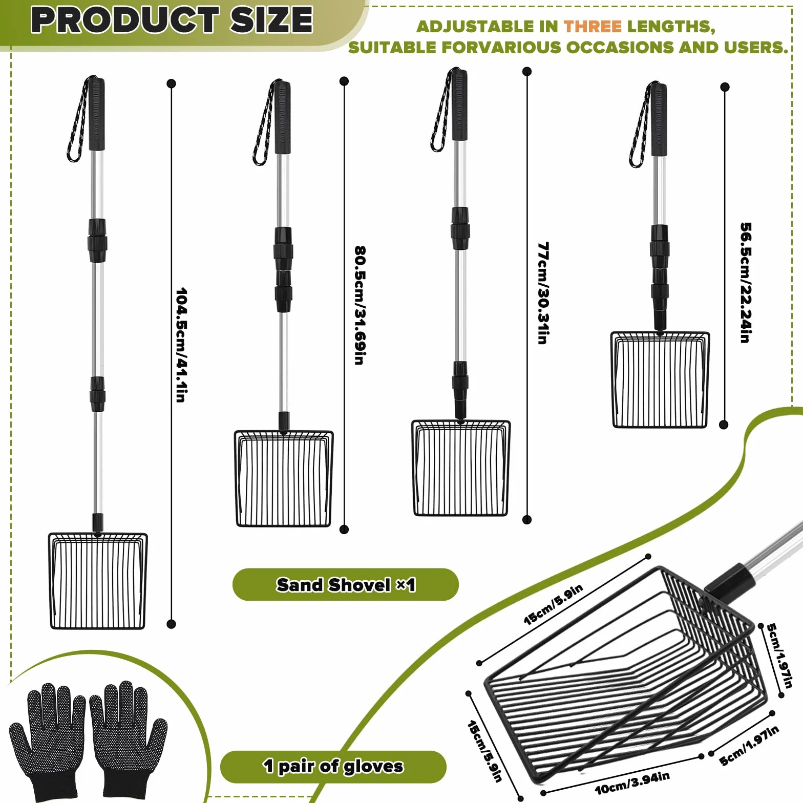 BINYI Cuchara de Arena para Gatos de Acero Inoxidable Pala para Excrementos de Gallina Pala de Arena Pala de Malla Litter Scoops Accesorios para Gallinero y Arena de Gato Negro