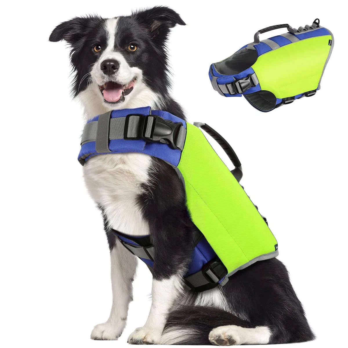Pawaboo Chaleco Salvavidas para Perros, Chaleco de Seguridad Ajustable para Mascotas con Asa & Banda Reflectante, Abrigo para Natación Flotante Duradero para Nadar,Surf,Navegar, Amarillo Brillante, L