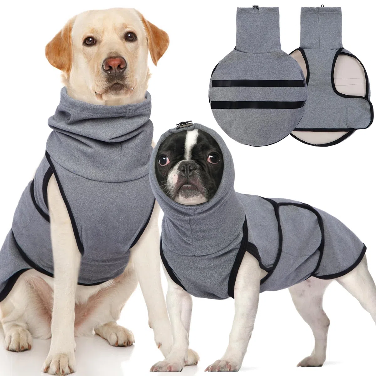 Chaquetas Antiestrés para Perros, Chaleco Relajante para Perros, Chaleco Anti-Ansiedad para Perros con Capucha Calmante, Jersey para Perros Pequeños, Medianos y Grandes, Abrigo Perro
