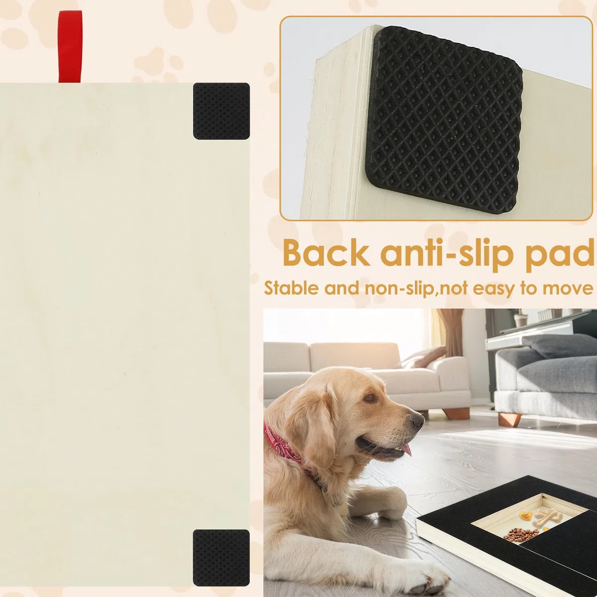 JTWEB Lima de madera para rascar uñas de perro, almohadilla de molienda de uñas de perro con caja de aperitivos integrada y papel de lija para el cuidado de las patas