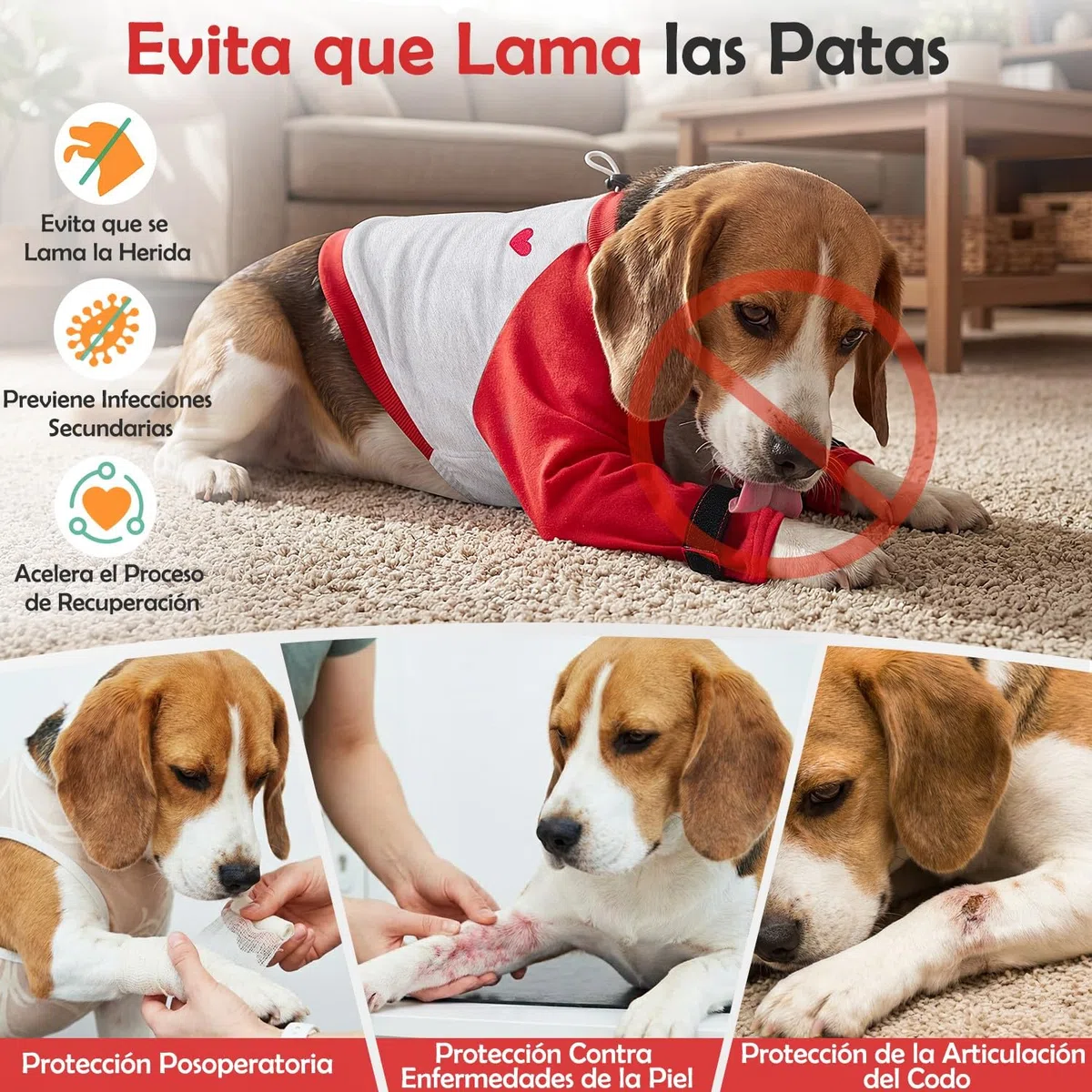 SlowTon Traje de Recuperación para Patas Delanteras de Perro – Protector de Codo de Manga Larga con Forro Polar Grueso para Evitar el Lamer y Morder, Ideal para Cuidado de Heridas