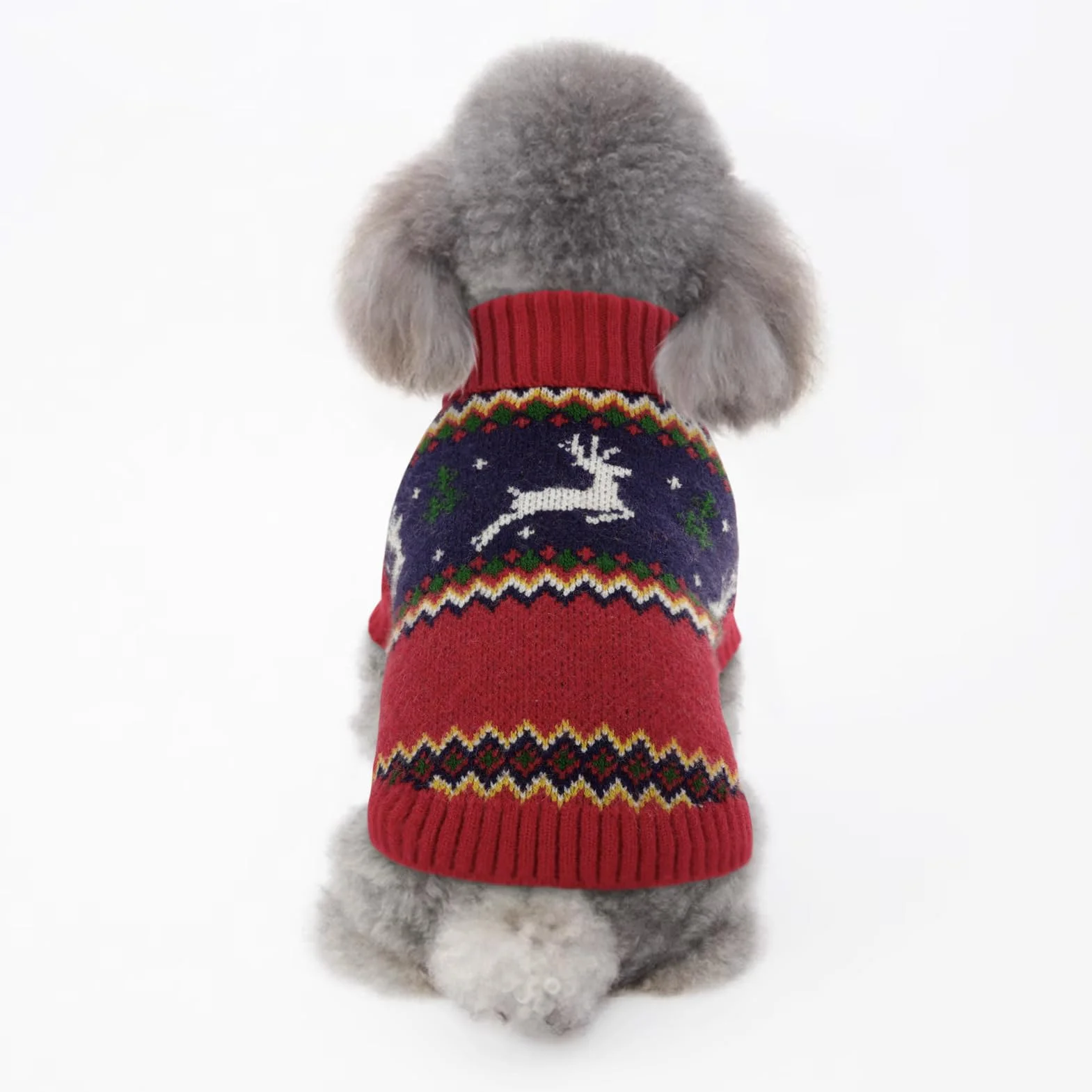 KONVINIT Jersey para Perros Navideño - Suéter de Navidad Perro Cuello Alto - Ropa Perro Invierno Cálida Tejido de Punto - Abrigos para Perros Xmas - para Mascotas Pequeñas y Medianas