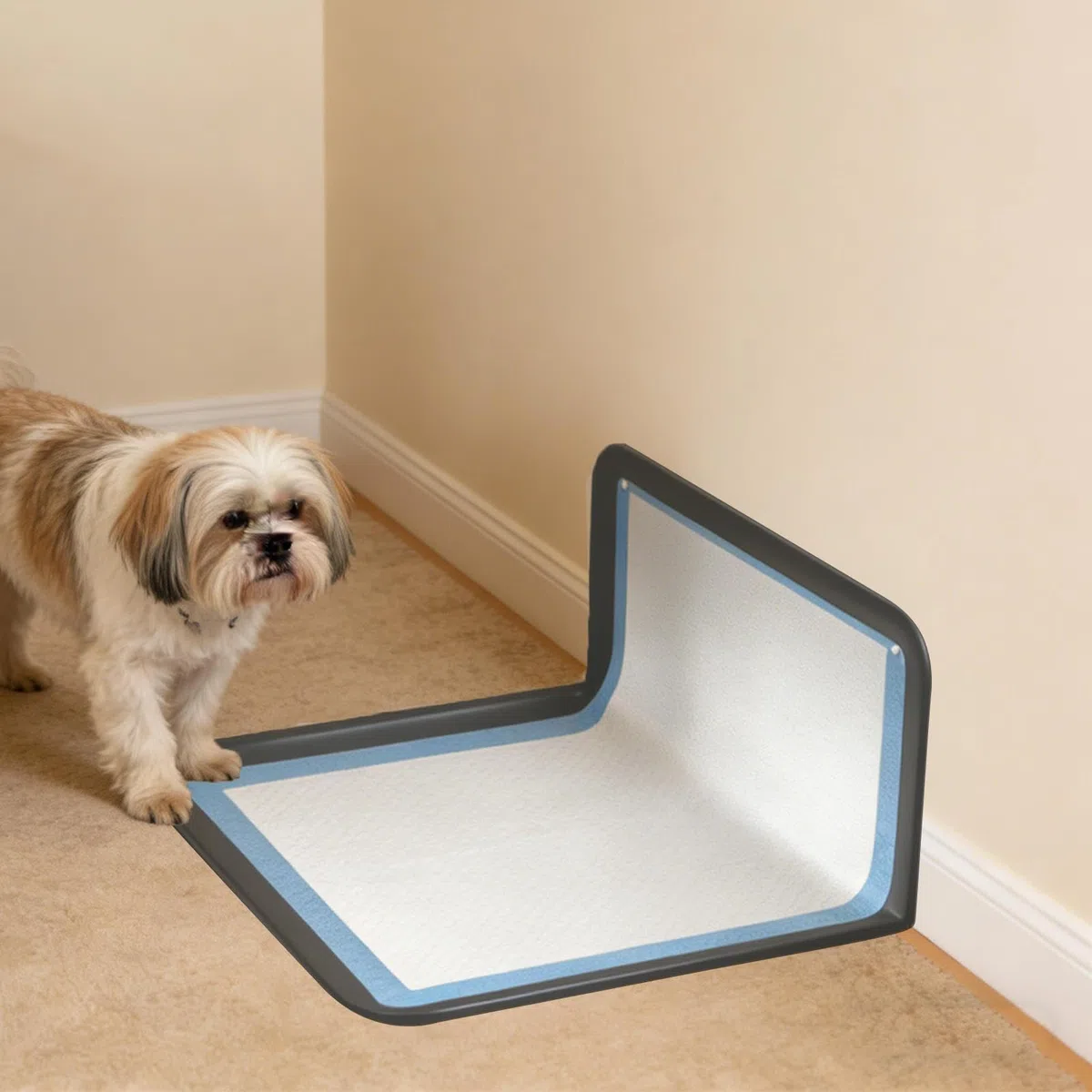Pet Potty Tray - Puppy Toilet for Travel Comfort | L-Shaped Spill-Proof with Secure Base, Indoor Training Box, Road Trip Car Accessory, Small Dog Cat Litter Solution for Home Garden Outdoor Walking