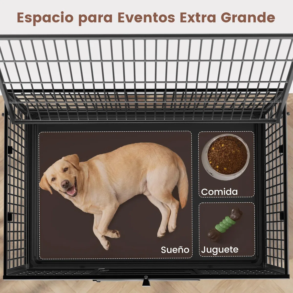 Gardner Pet Jaula para Perro Talla L-82.3x51.5x56cm para Perros Medianos, Diseño a Prueba de Escape con Bandeja, 3 Puertas Desmontables y Ruedas Bloqueables, Jaula Plegable de Metal para Perros-Negro