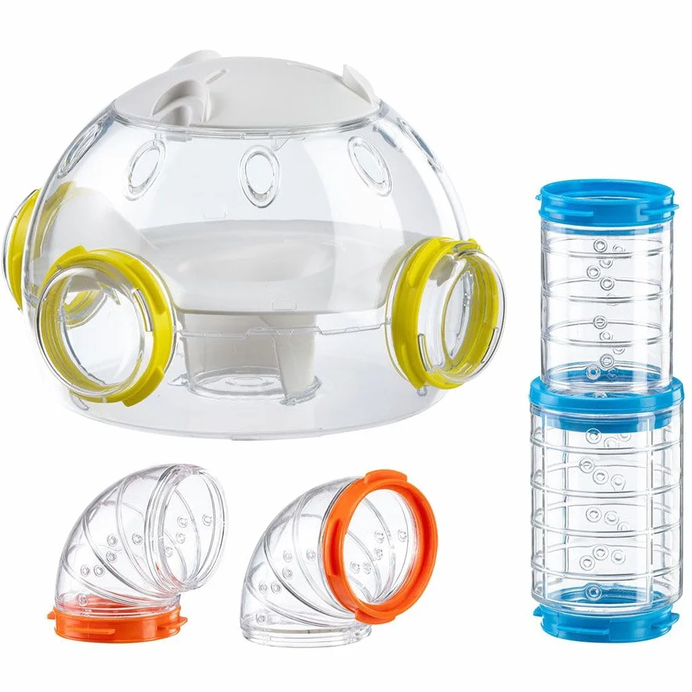 Ferplast Juego de tubos para hámster, kit de 4 piezas, módulo de carcasa, túneles transparentes con ventilación, curvas y accesorios