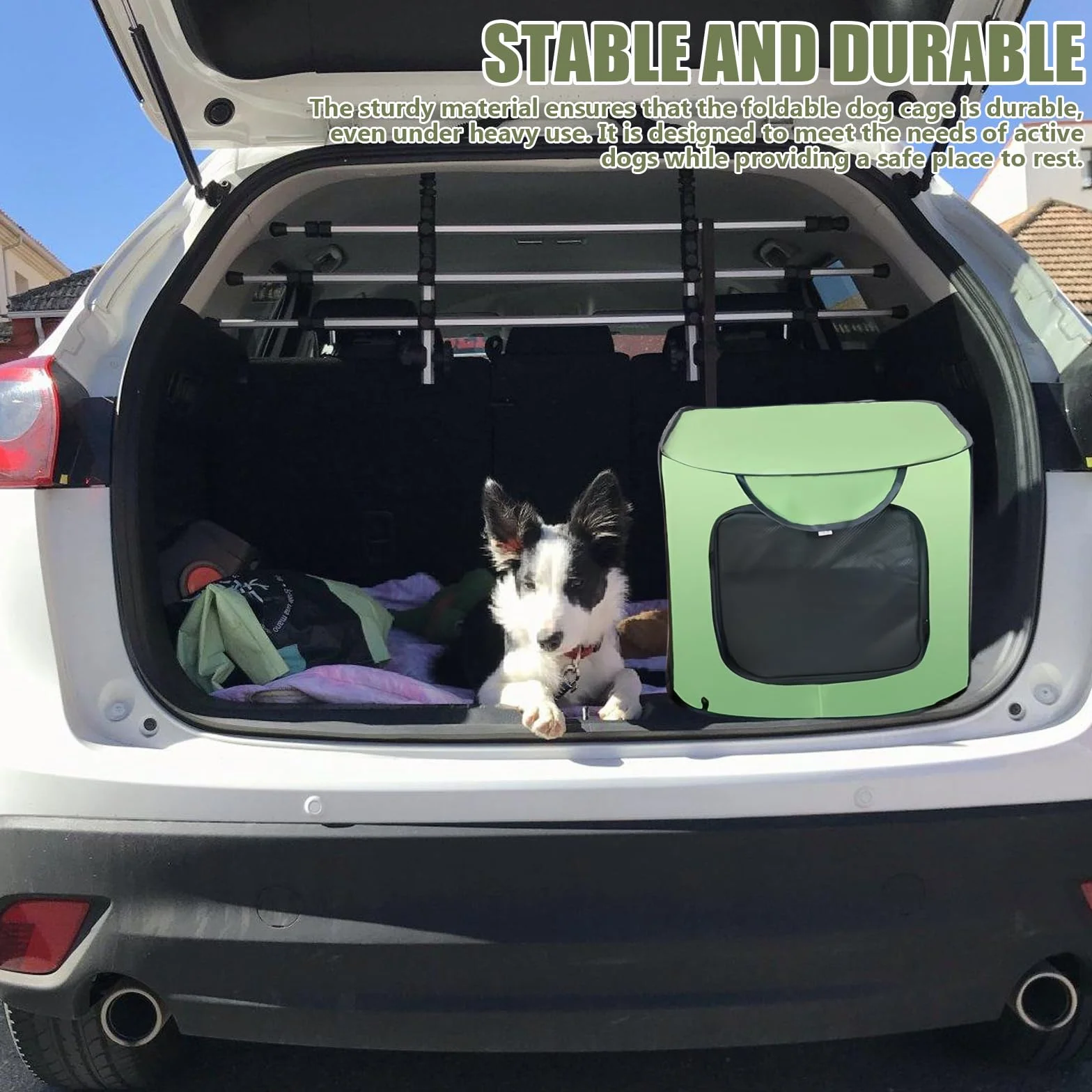 92 x 52 x 52 cm. Caja plegable para perros con marco de acero, caja de transporte para perros impermeable de tela Oxford con cremallera, caja de transporte para perros para interior y exterior,