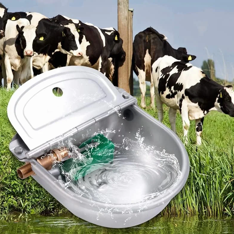 Bebedero Automático de Gran Capacidad Con Válvula de Flotador de Cobre - Acero Inoxidable Para Ganado, Ovejas, Perros y Caballos