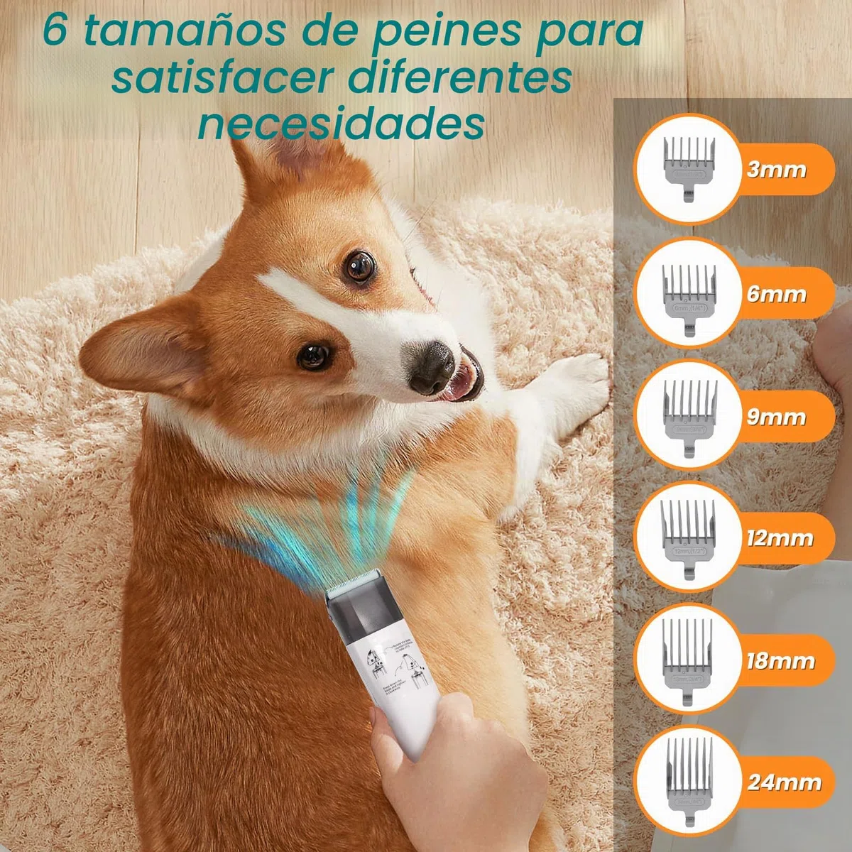 Cortapelo para perros con aspirador, 13000 PA con 7 herramientas de mantenimiento, cortapelo para patas, cepillo, peine, 3 niveles de aspiración ajustables