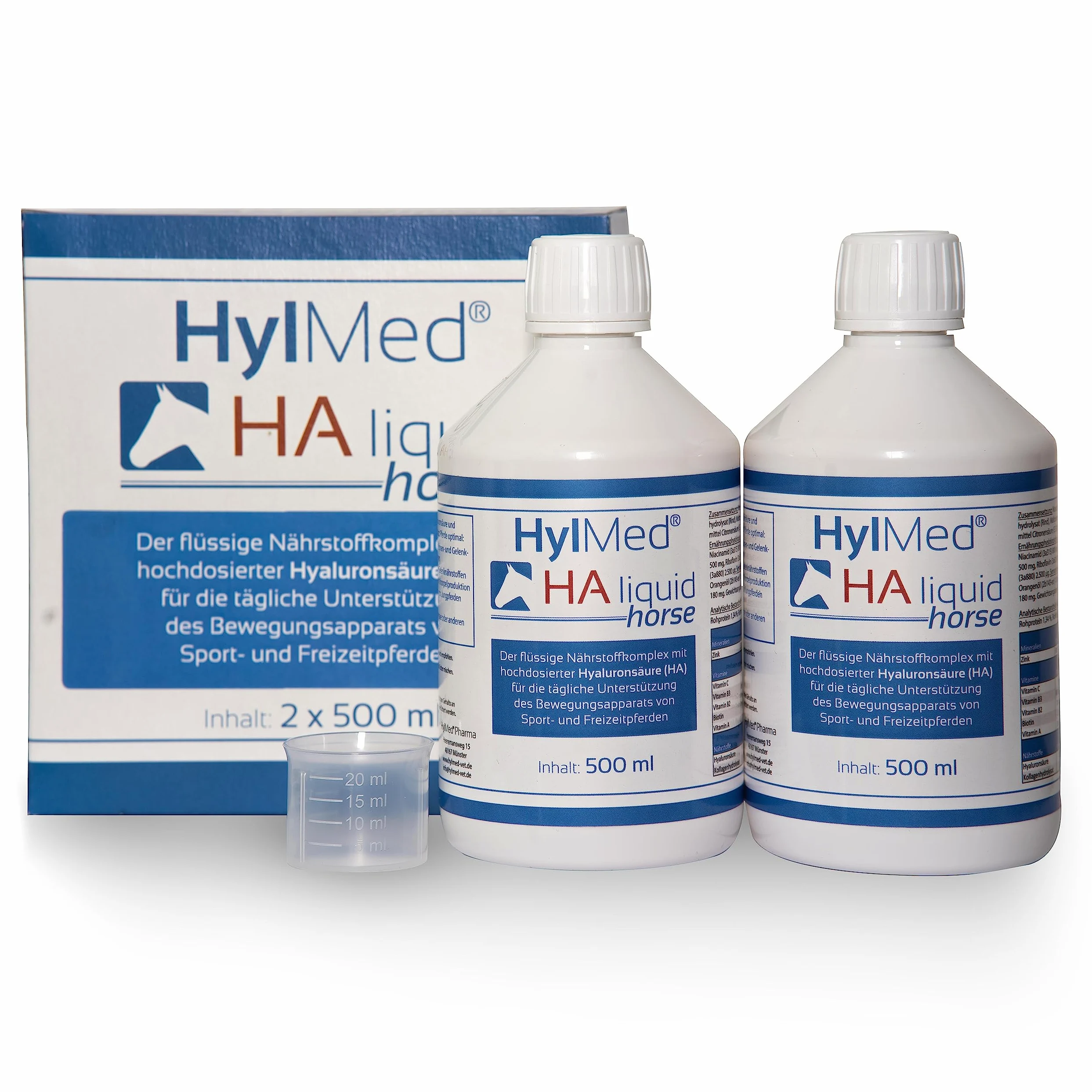 HA Liquid Horse - 2 x 500 ml de ácido hialurónico, colágeno y otros nutrientes para apoyar el sistema musculoesquelético del caballo