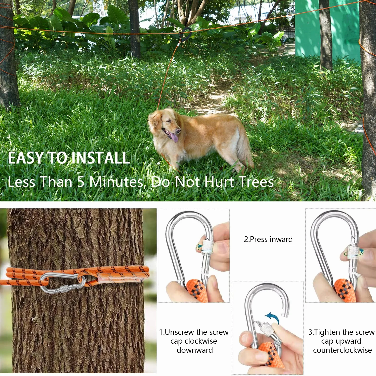 3 en 1 Cable de Amarre para Perros, 15m 30m Sistema portátil de la Carretilla de Arriba, Correa Reflectante para Perros para el Patio Parques Entrenamiento Correr, Bolsa de Hombro