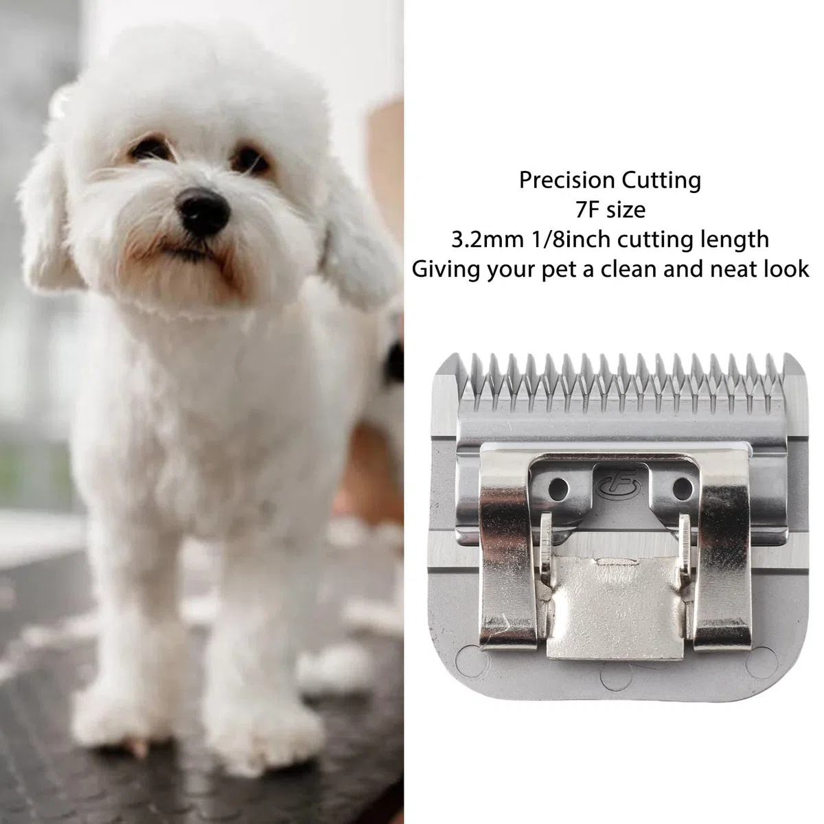 Cortapelos para Mascotas Desmontable, Cuchillas para Cortapelos para Mascotas, Tamaño 7F, 3,2 Mm, Cuchilla para Cortapelos Desmontable de Acero Carbonizado con Dientes Profundos,