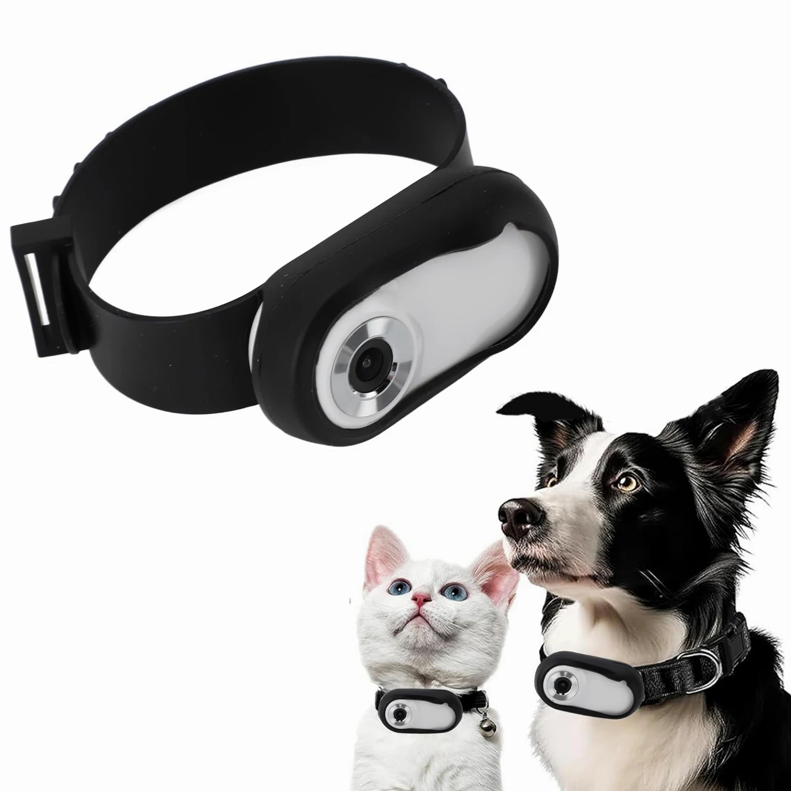 Collar de Cámara para Gatos, Cámara para Collar de Gato HD 1080P, Cámara Gran Angular para Gatos con Pantalla LCD para Perros y Gatos