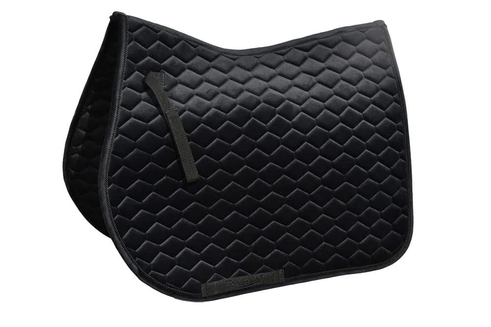 Rhinegold Velvet Hexagon GP - Almohadilla para sillín de Pony, Color Negro