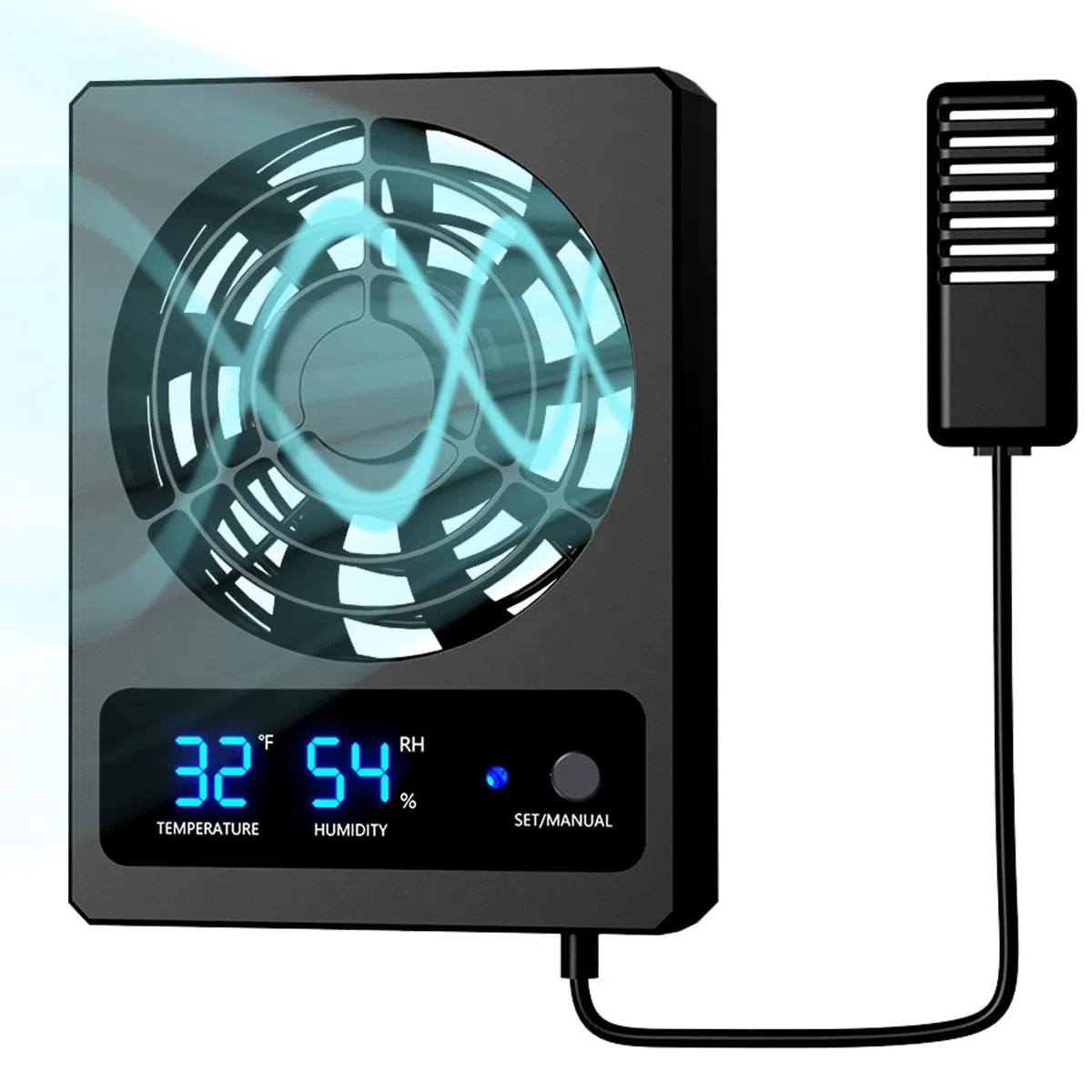 Ventilador inteligente con pantalla LED, control de temperatura y humedad, de refrigeración silencioso, ventilación de terrario, propietario de reptiles, promueve la salida de aire