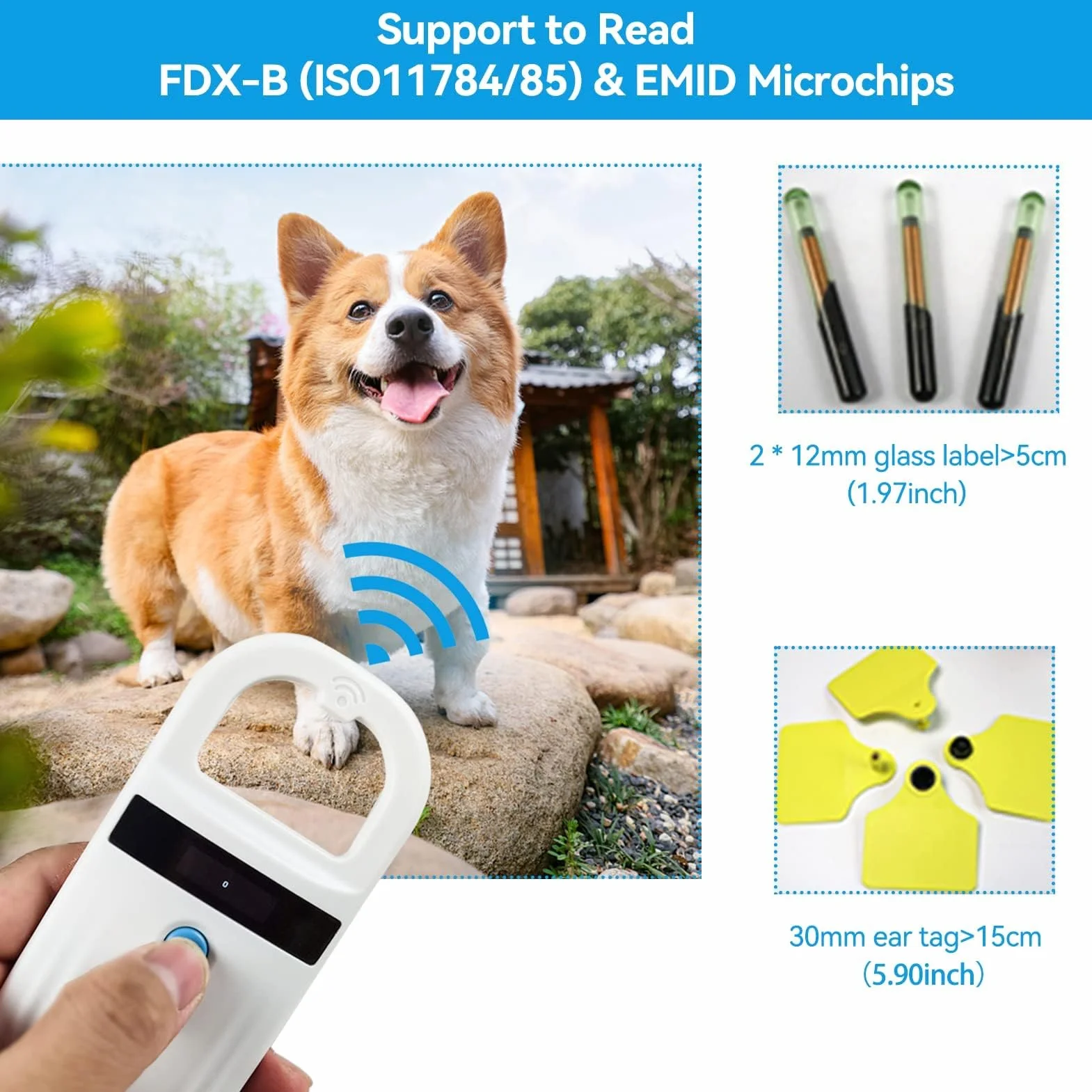 Agatige Lector de la Identificación del Microchip de Animal Doméstico, Exhibición Recargable del Escáner - Sin revestimiento