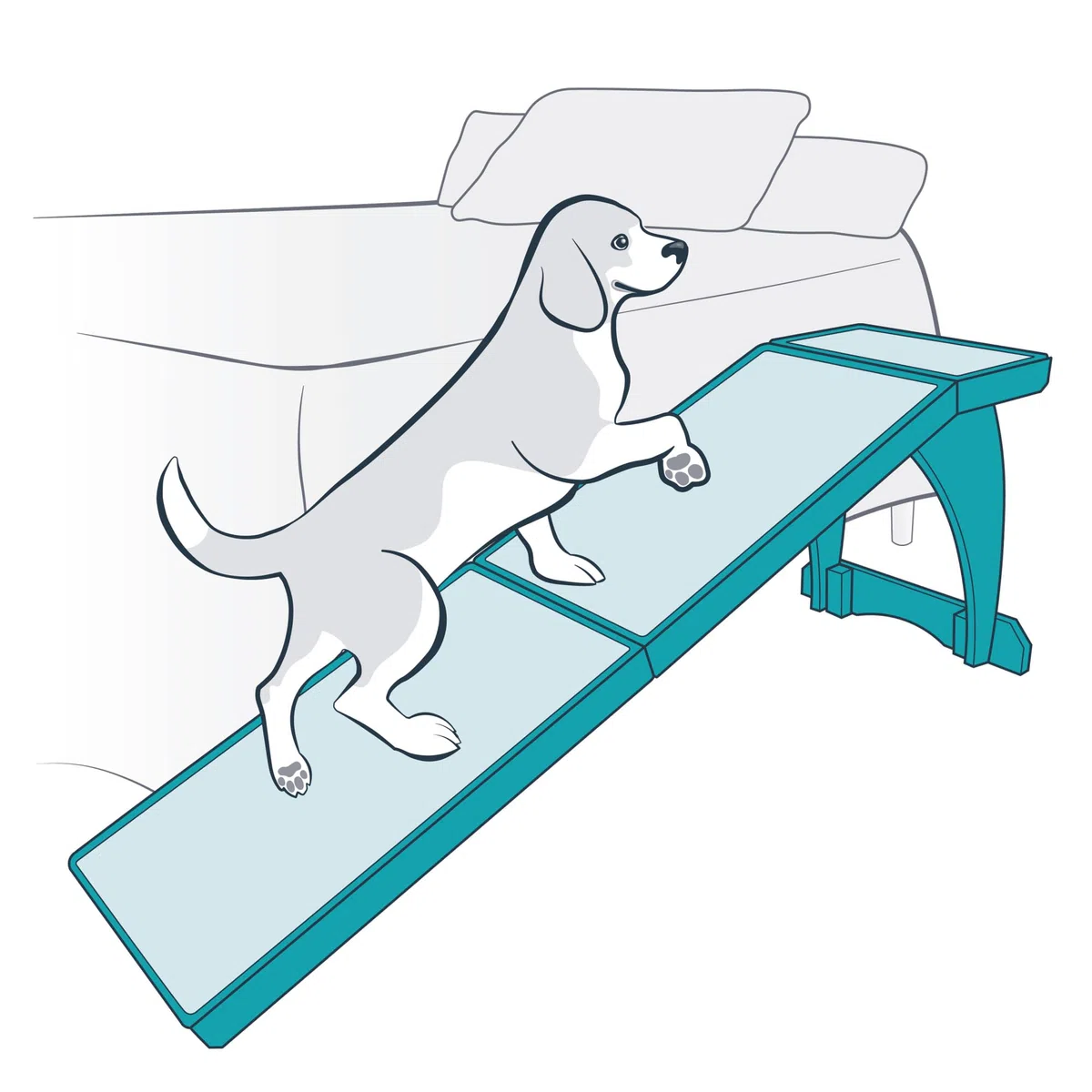 PetSafe Solvit - Rampa de Cama, llega a la mayoría de Las Camas, soporta Mascotas de hasta 120 Libras, Acceso para Perros y Gatos para Dormitorio, tracción Antideslizante de alfombras, Cereza