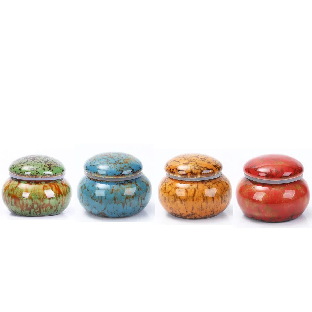 Urna pequeña para cenizas humanas, 5 cm, hecha a mano, bonita urna de recuerdo, pequeña urna de cerámica, capacidad para aproximadamente 20 cm3 de cenizas (juego de 4)