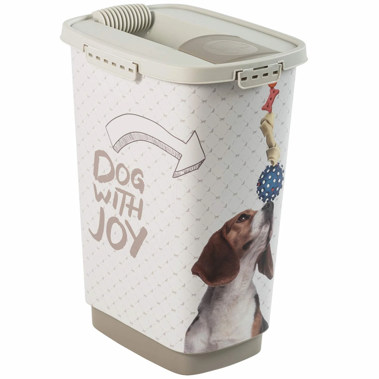 Rotho Cody - Recipiente de Comida para Mascotas de 25 Litros con Tapa y Vertedor, Plástico (PP) sin BPA, Gris Antracita/Blanco, 25 L (33.0 x 25.0 x 46.3 cm)