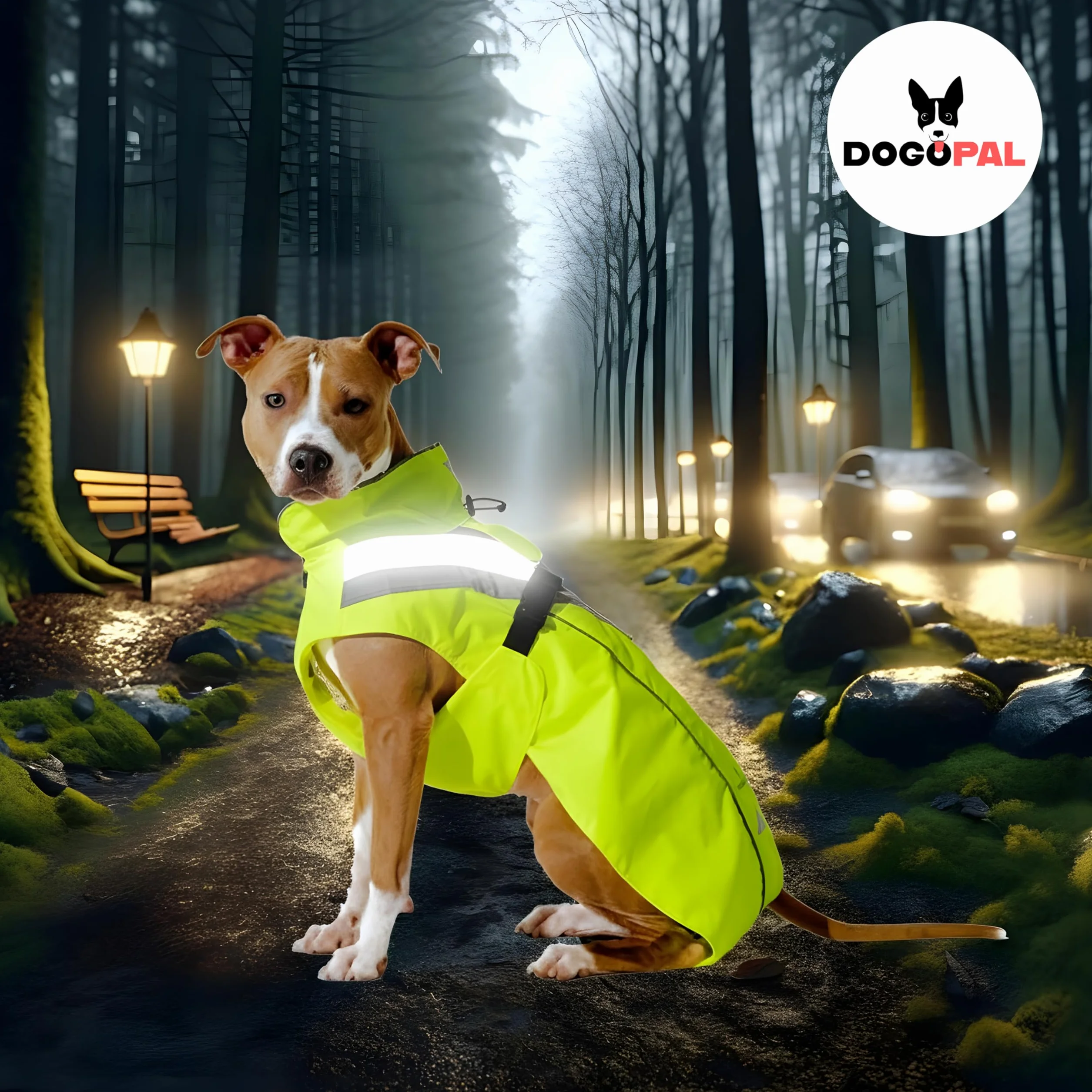 DOGOPAL Chubasquero Reflectante para Perros, Impermeable para Perros, Poncho de Lluvia Ligero con Abertura para arnés para Perros pequeños, medianos y Grandes (Amarillo, XL)