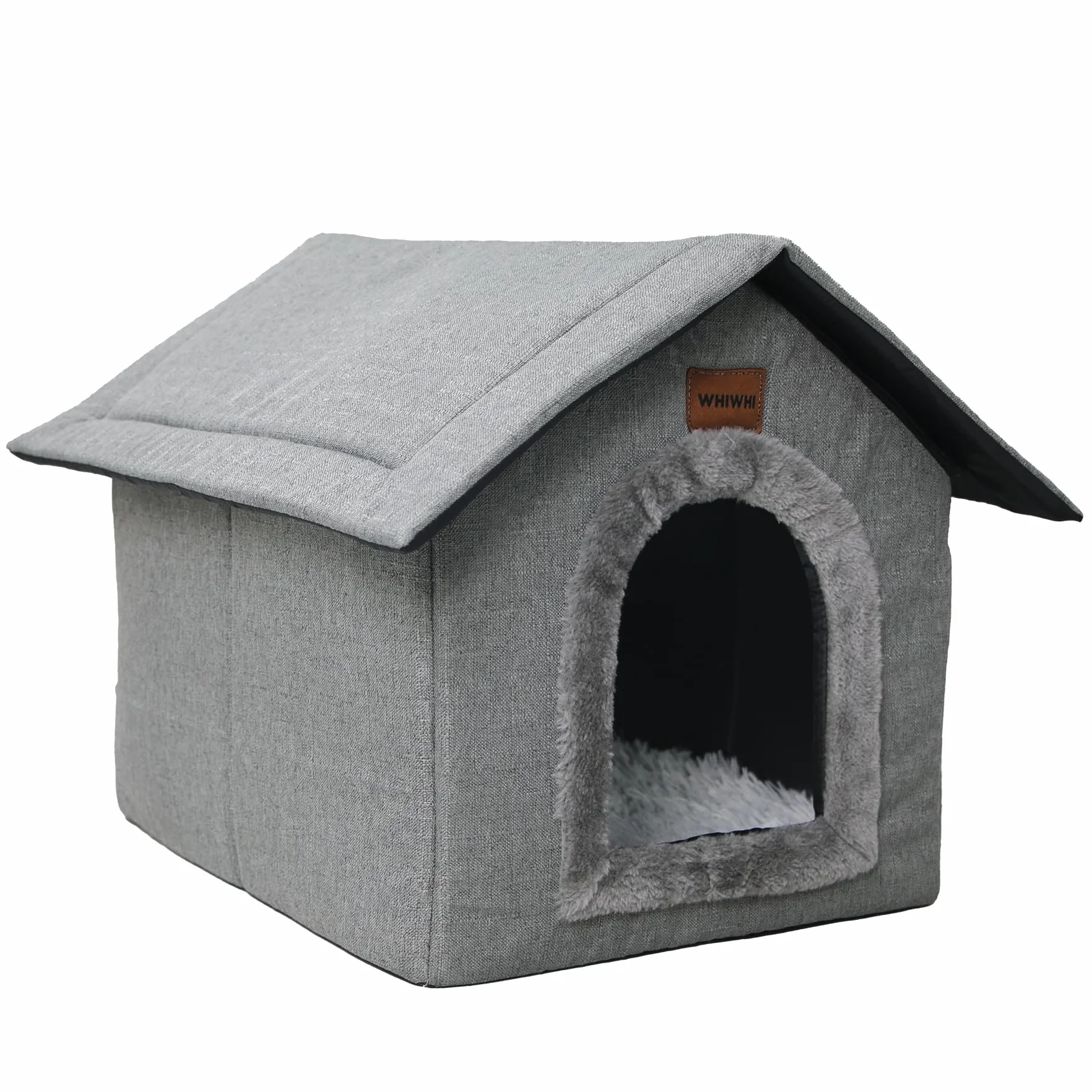 Casa para gatos, cueva para perros de interior, con cojín de felpa, plegable, suave, nido para gatos, 35 x 30 x 35 cm