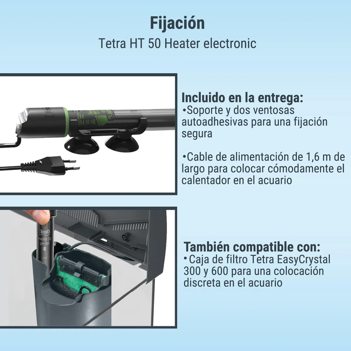 Tetra HT 50 - Potente Calentador de Acuario para acuarios de 25-60 L para Cubrir Diferentes Niveles de Potencia con el Mando de Ajuste de Temperatura