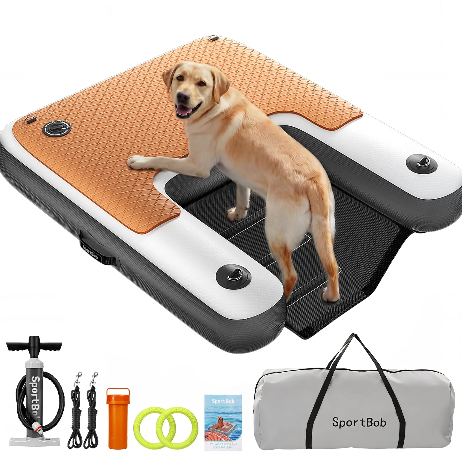 120 x 100 cm Rampa de Agua Hinchable para Perros, Resistente a los Desgarros y Duradera, Rampa Hinchable para Perros de hasta 100kg, Ideal para Piscinas, Barcos, Muelles y Lagos