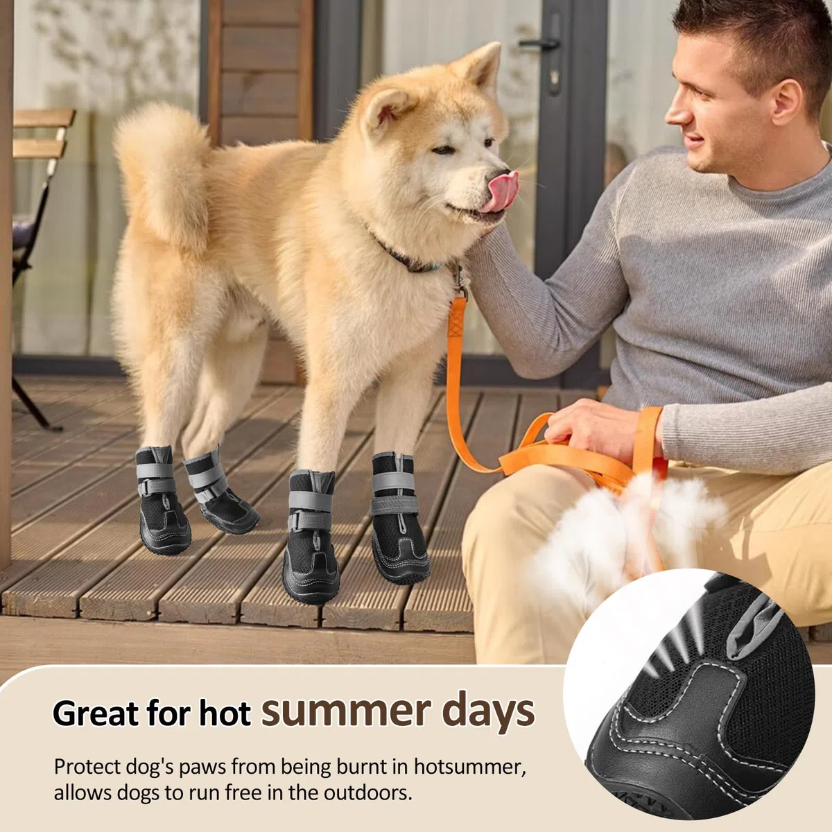 Ohcozzy Zapatos para perros con malla transpirable, botas antideslizantes para perro con correas reflectantes, suela de goma resistente al desgaste, protector de patas de perro para perros pequeños