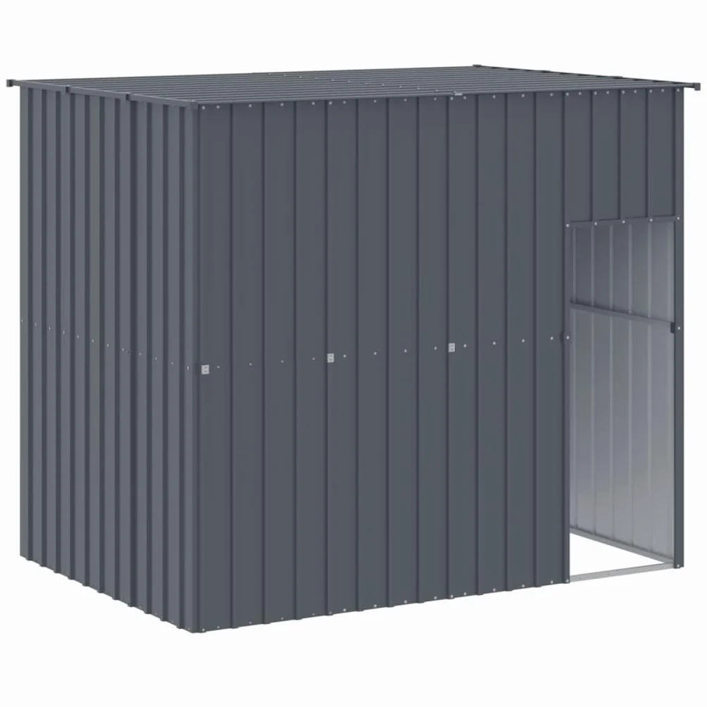 Caseta Perros con Corral Acero galvanizado Gris 214x253x181 cm, Refugio para Animales
