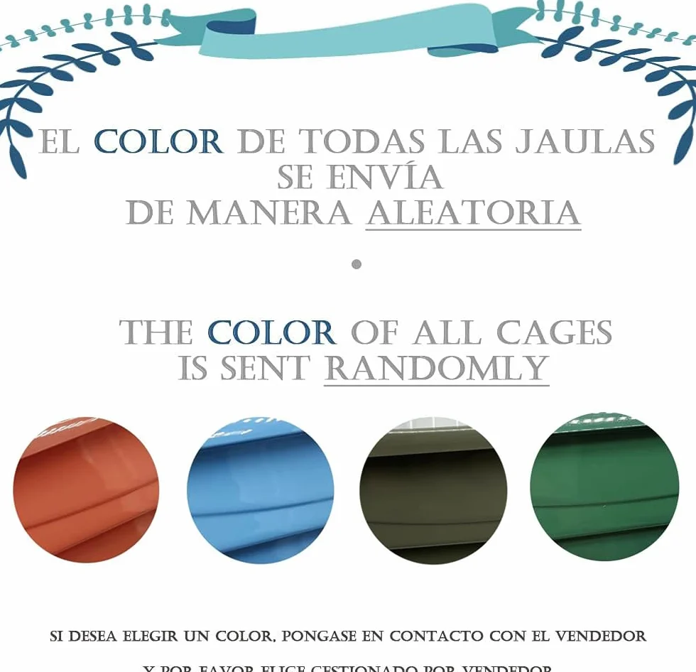 BPS Jaula Pájaros Metal con Comedero Bebedero Columpio Saltador Cubeta 2 Tamaños M/L Color envia al Azar (M: 30 x 23 x 47 cm) BPS-1207