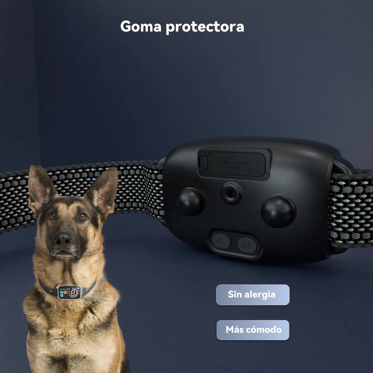 Collar Antiladridos Automático para Perros,Detección Inteligente de Ladridos con Modos de Vibración/Sonido/Fuerte Vibración,Resistente al Agua y Recargable,Adecuado para Perros Grandes y Medianos
