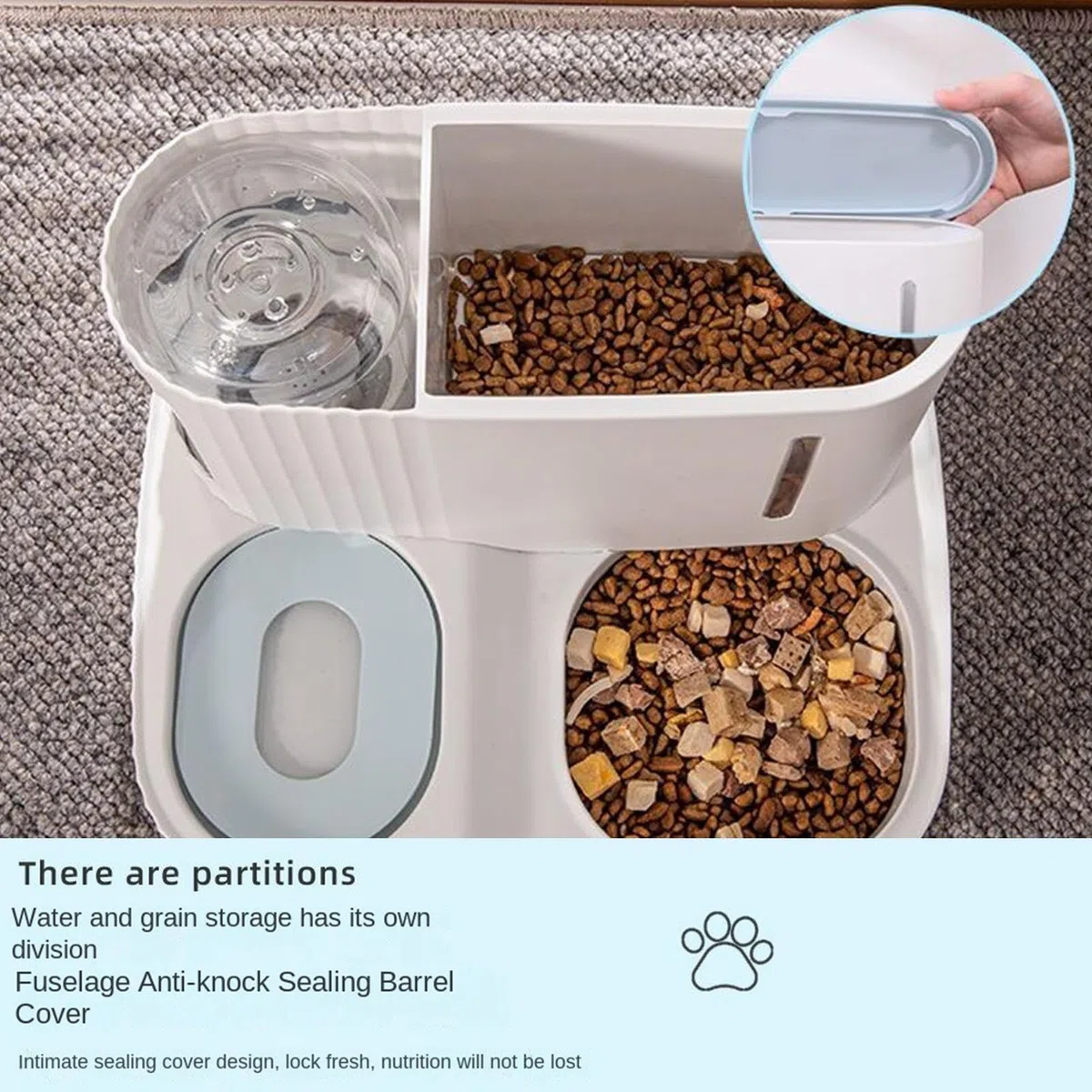 Dispensador de Comida y Agua para Gatos | Bebedero 2 en 1 para Cachorros,Dispensador Automático de Comida para Gatos Desmontable de 3L - Uso con Y Cachorros En El Hogar Interior Y Vacaciones
