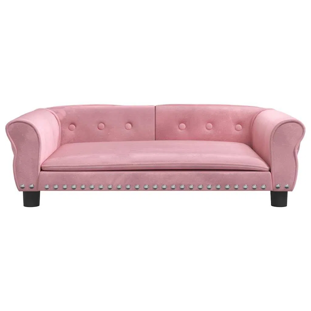 vidaXL Cama para Perros de Terciopelo Rosa 95x55x30 cm, sofá para Perros, Cama para Cachorros, Asiento para Perros, sofá para Mascota