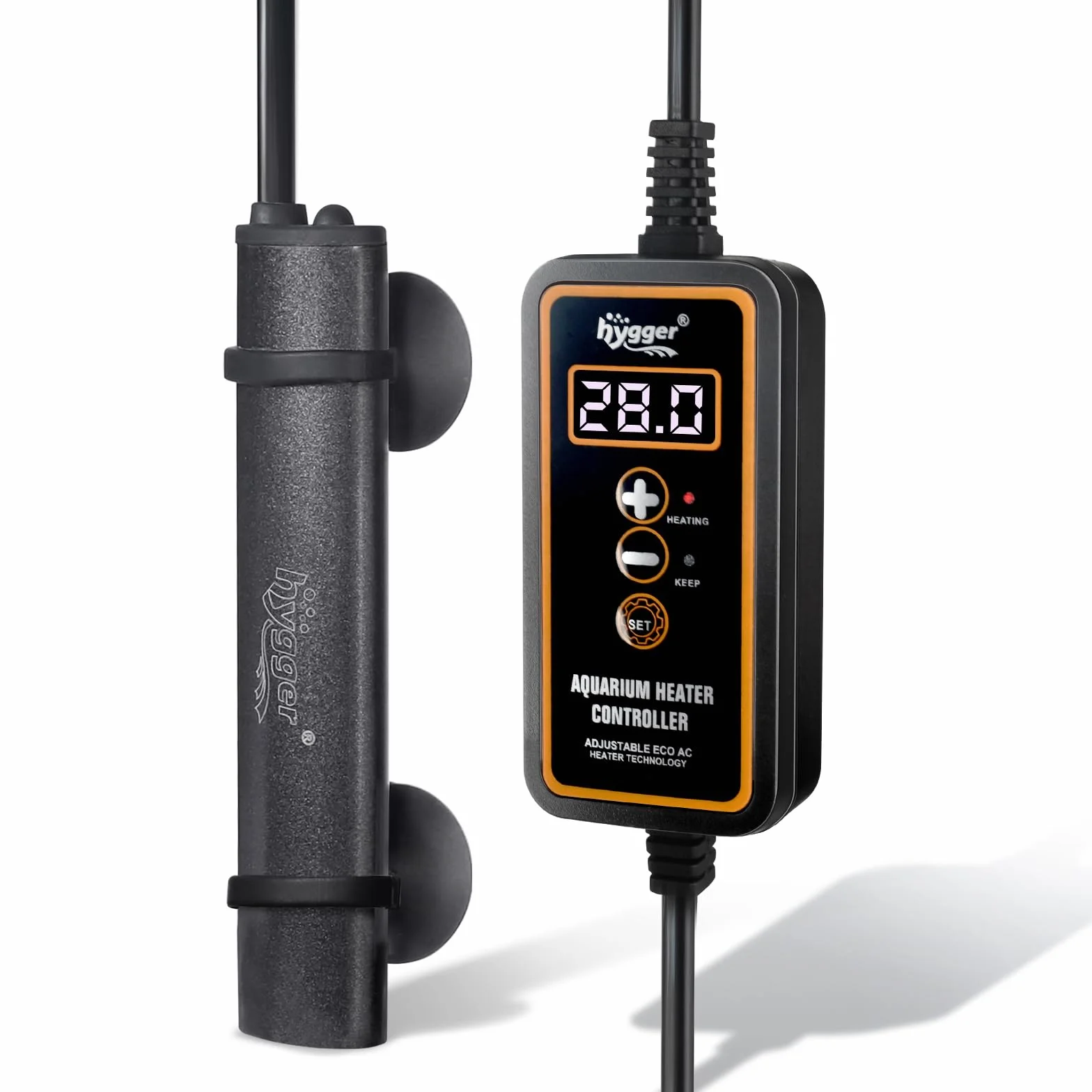Hygger Mini Calentador de Acuario, 25W Sumergible Betta Calentador de Acuario con Pantalla Digital Controlador Externo, Calentador de Acuario Pequeño Adecuado de Agua Dulce de hasta 20L Tanks